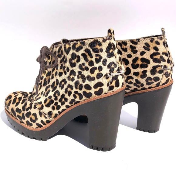 Sperry Top Sider Princeton Ankle Boot women 6M Leopard Print Lace Up High Heel - Picture 4 of 16